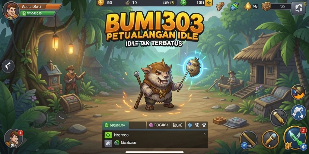 Tangkapan layar utama BUMI303 menampilkan aksi gameplay Idle yang seru.