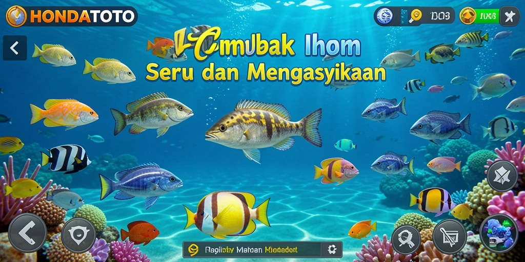 Gambaran gameplay HONDATOTO yang seru saat menembak ikan.