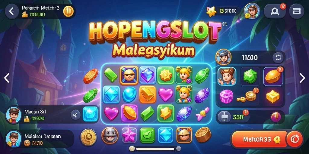 Screenshot HOPENGSLOT menampilkan permainan Match-3 yang menarik.