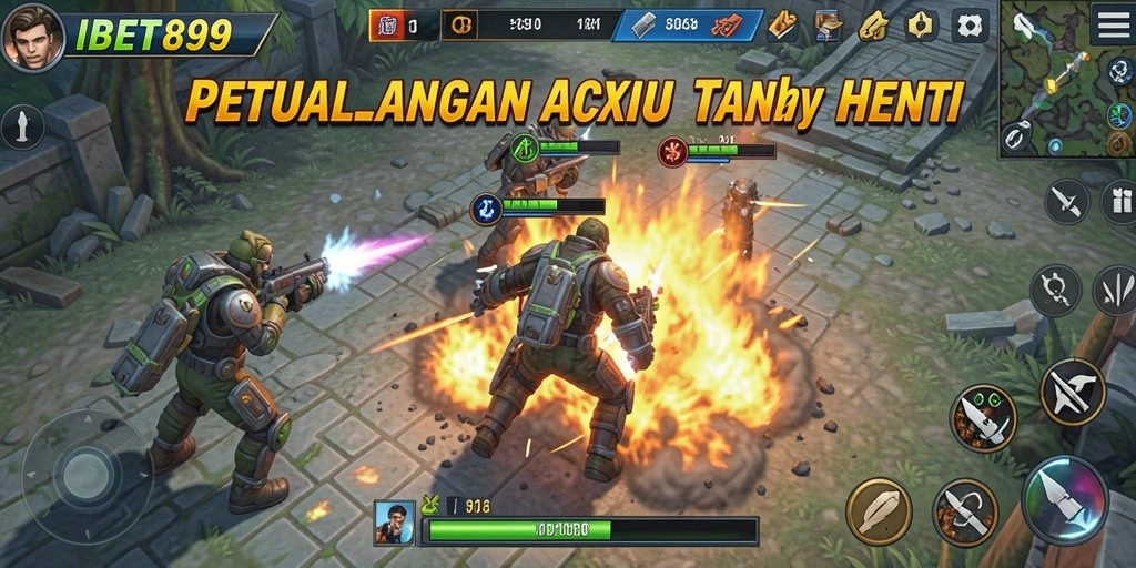 Screenshot gameplay IBET899 menunjukkan aksi pertarungan yang mendebarkan.