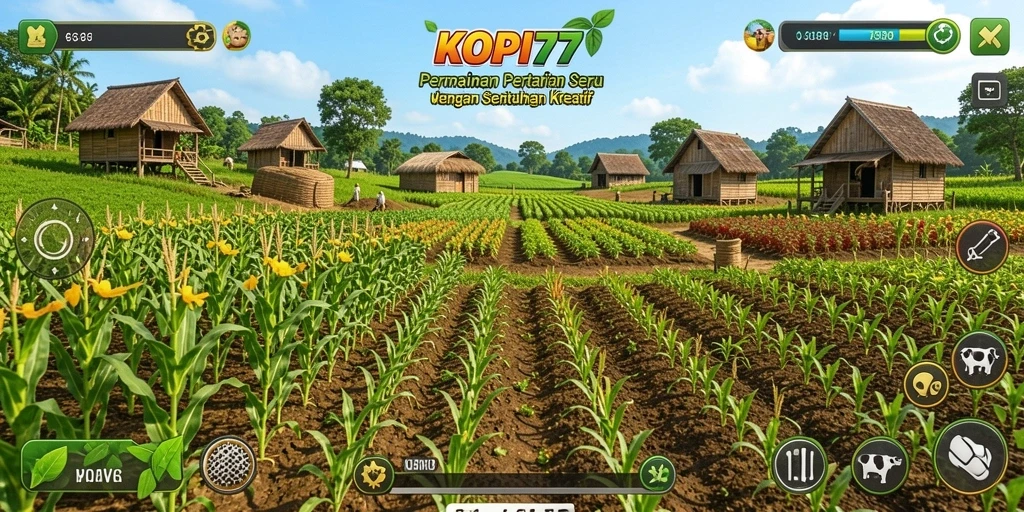 Tampilan gameplay KOPI77 yang menarik dan seru saat bertani.