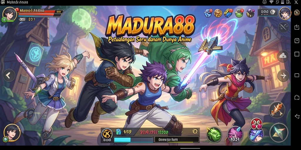 Tampilan seru dari gameplay MADURA88 dengan berbagai karakter anime.