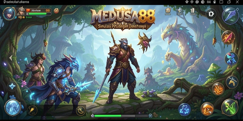 Tampilan screenshot dari permainan <strong>MEDUSA88</strong> yang menampilkan serunya gameplay di dunia fantasi.