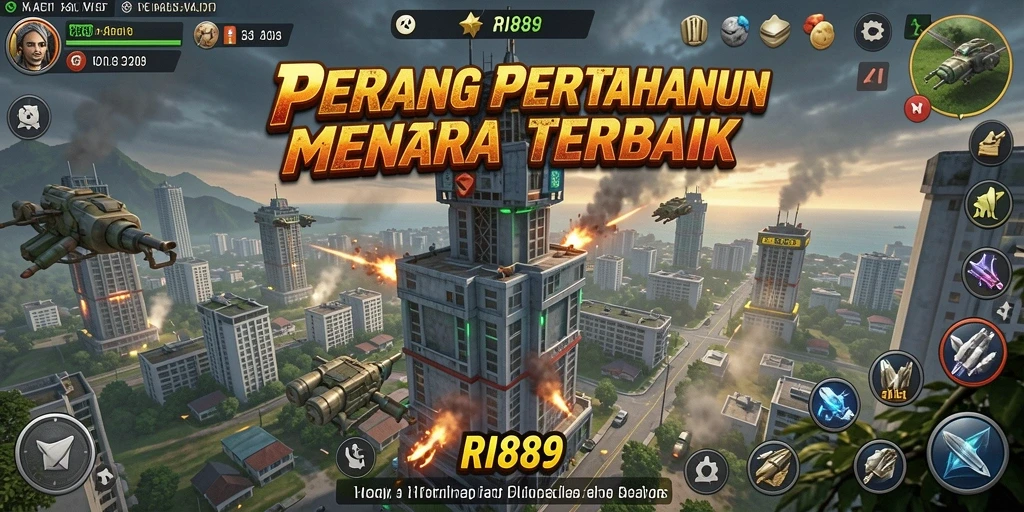 Tangkapan layar utama dari permainan Tower Defense RI889 menunjukkan aksi seru.